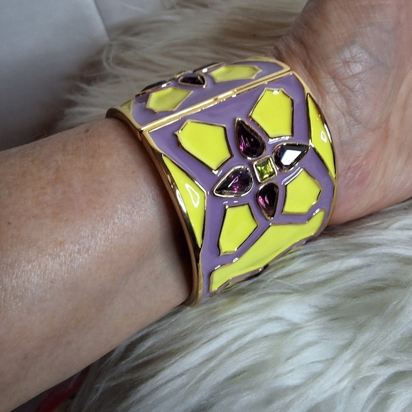 Kate Spade Yellow and Purple Enamel Wide Cuff Bracelet NwOT - Picture 6 of 7